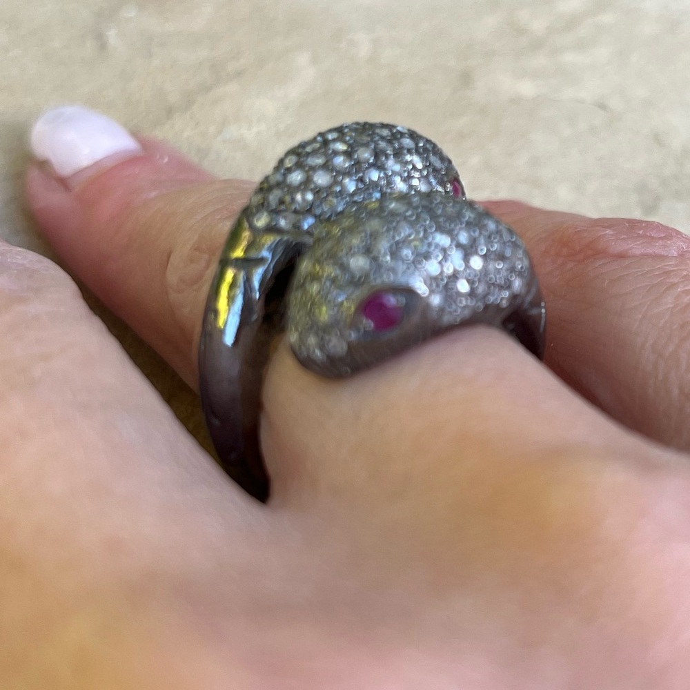 Diamond And Ruby Snake Head Ring - image 4